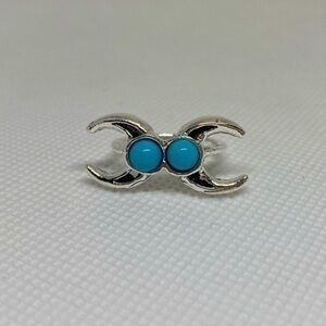 Southwest Style Double Turquoise Moon Ring